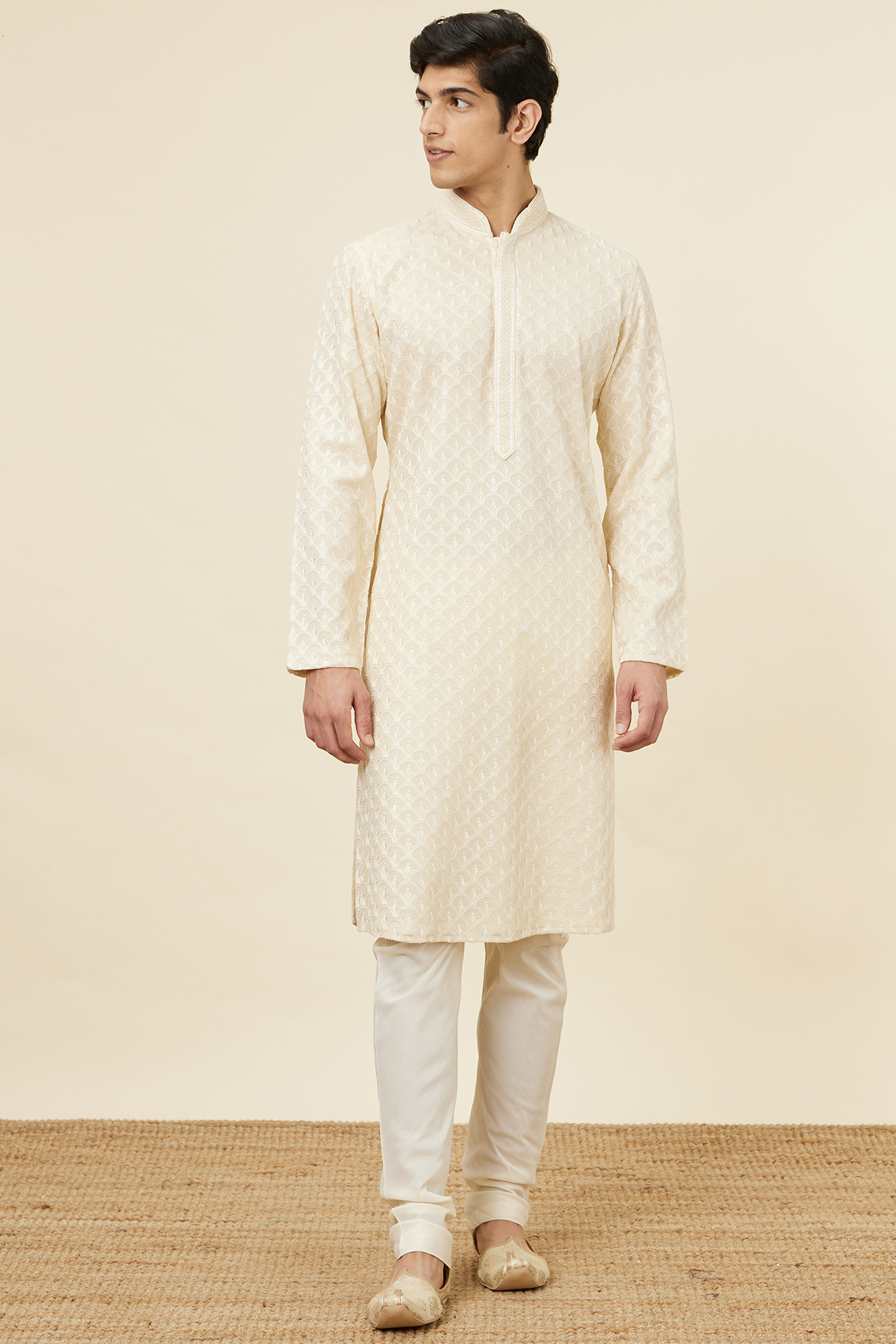 Cream Georgette Kurta Set by Twamev at Pernia's Pop Up Shop