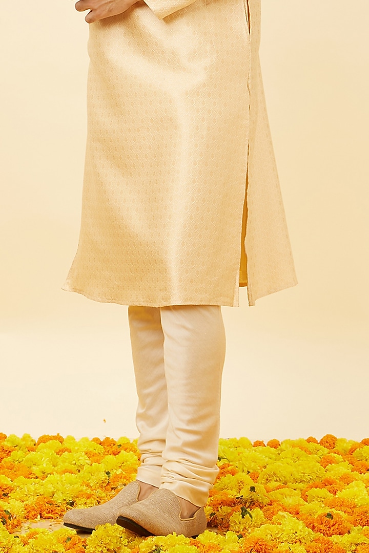 Beige Brocade Kurta Set by Twamev at Pernia's Pop Up Shop