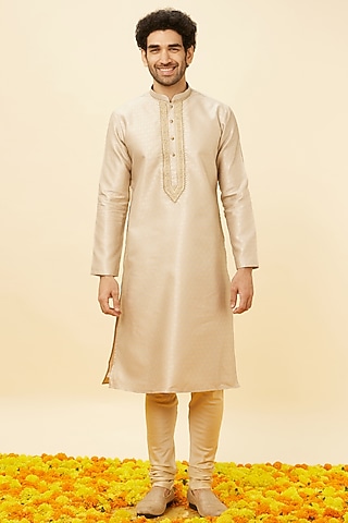 Grey Brocade Kurta Set by Twamev
