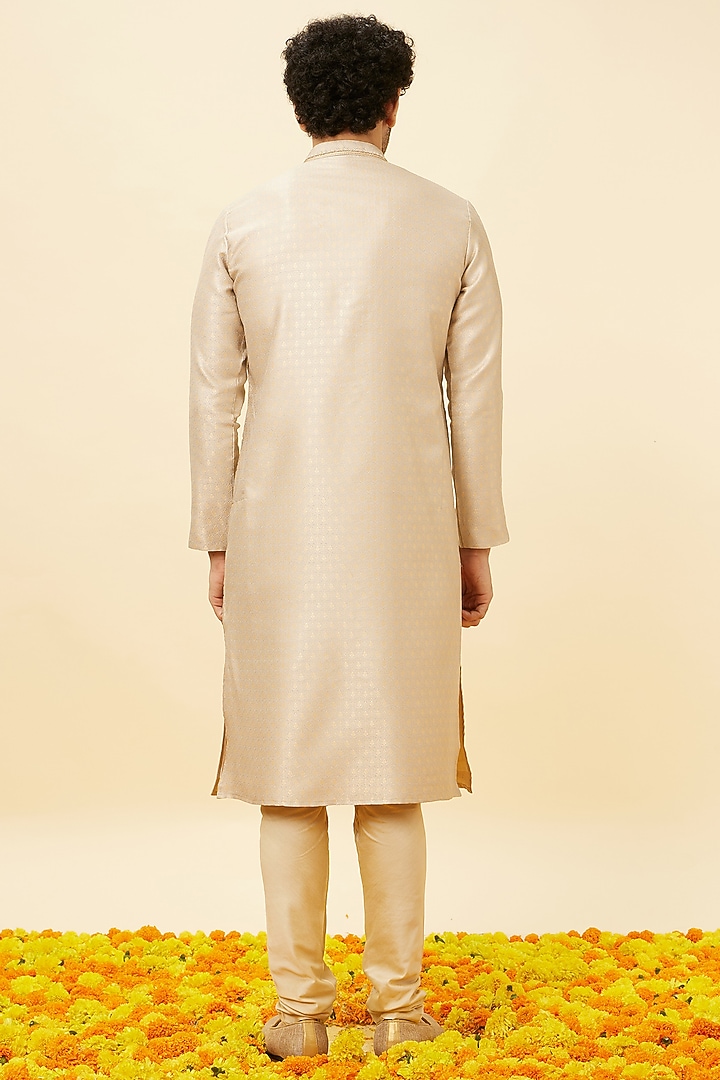 Grey Brocade Kurta Set by Twamev at Pernia's Pop Up Shop
