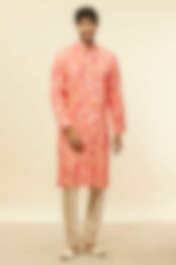 Pink Art Silk Embroidered Kurta Set by Twamev at Pernia's Pop Up Shop