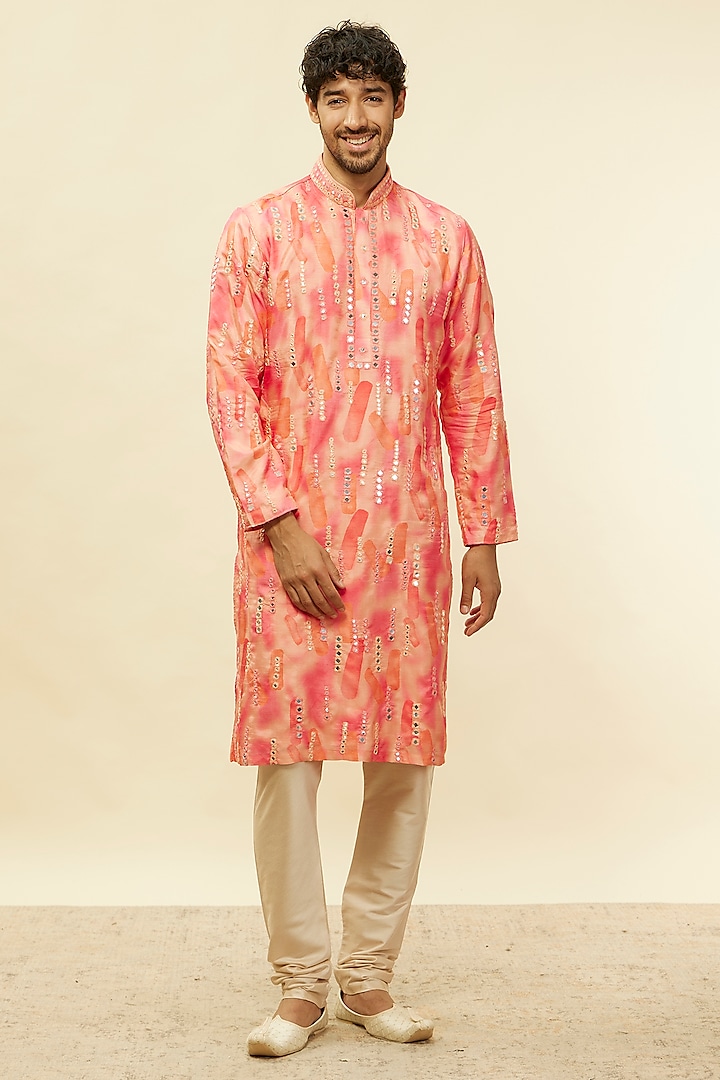 Pink Art Silk Embroidered Kurta Set by Twamev at Pernia's Pop Up Shop