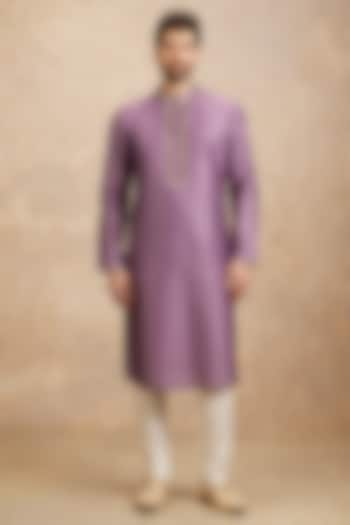 Purple Art Silk Sequins Embroidered Kurta Set by Twamev at Pernia's Pop Up Shop