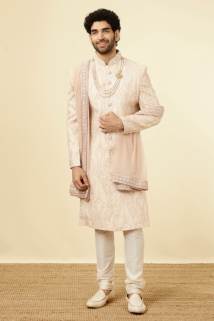 Pink Blended Viscose Embroidered Kurta Set by Twamev at Pernia's Pop Up Shop