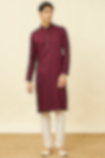 Wine Art Silk Striped Kurta Set by Manyavar at Pernia's Pop Up Shop