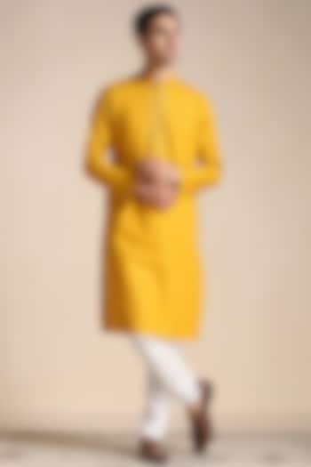 Mustard Cotton Kurta Set by Manyavar