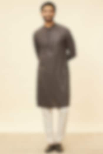 Grey Viscose Embroidered Kurta Set by Manyavar at Pernia's Pop Up Shop