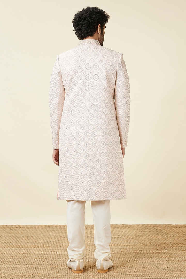 Pink Art Silk Embroidered Wedding Sherwani Set by Manyavar at Pernia's Pop Up Shop