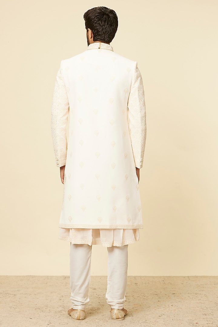 Pink Georgette Embroidered Wedding Sherwani Set by Manyavar at Pernia's Pop Up Shop