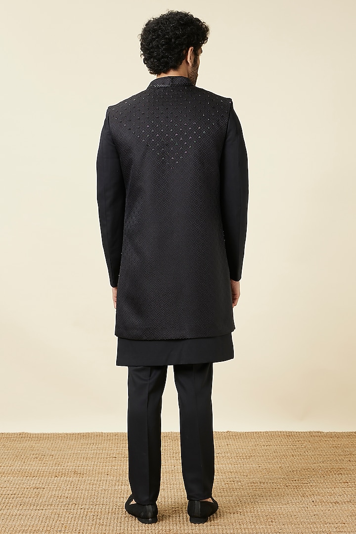 Jacket Manyavar Black Indo Western Buy Manyavar Embroidered