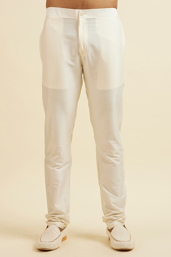 Cream Georgette Sequins Embroidered Kurta Set by Manyavar at Pernia's Pop Up Shop