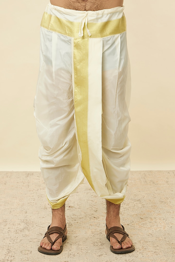 Cream Silk & Art Silk Embroidered Kurta Set by Manyavar at Pernia's Pop Up Shop