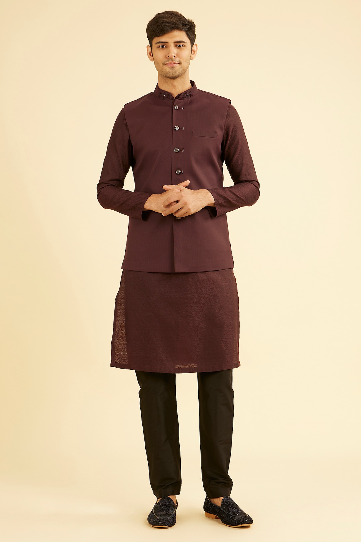 Manyavar Modi Jacket Manyavar Jawahar Coat Maroon Manyavar