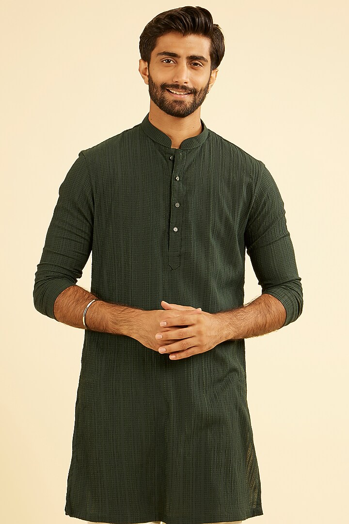 Green Spandex Kurta by Manyavar