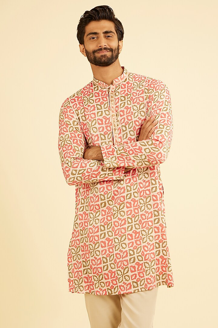 Pink Viscose Printed Kurta by Manyavar at Pernia's Pop Up Shop