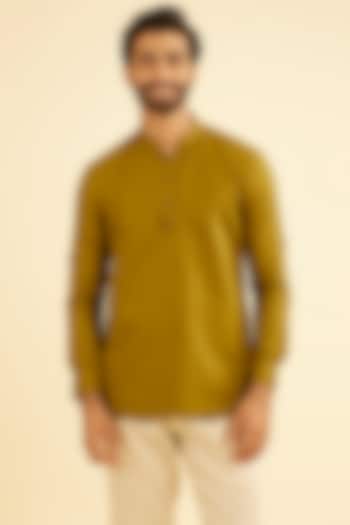 Olive Green Cotton Short Kurta by Manyavar