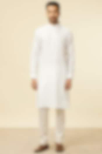 White Linen Kurta by Manyavar