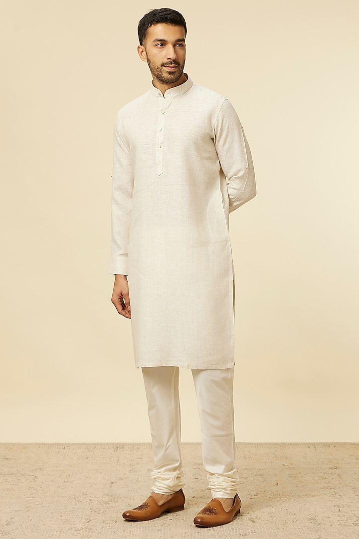 Natural Linen Kurta by Manyavar