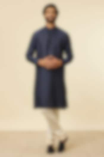 Blue Linen Kurta by Manyavar