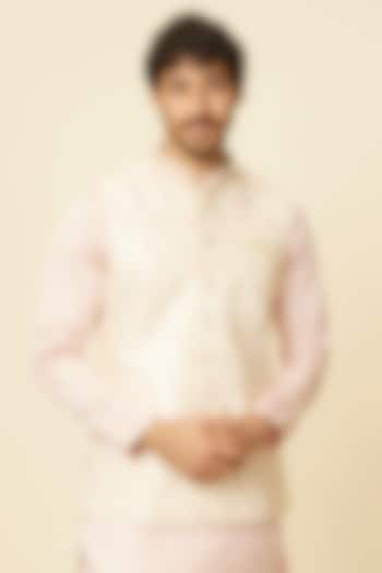 Cream Art Silk Bundi Jacket by Manyavar at Pernia's Pop Up Shop