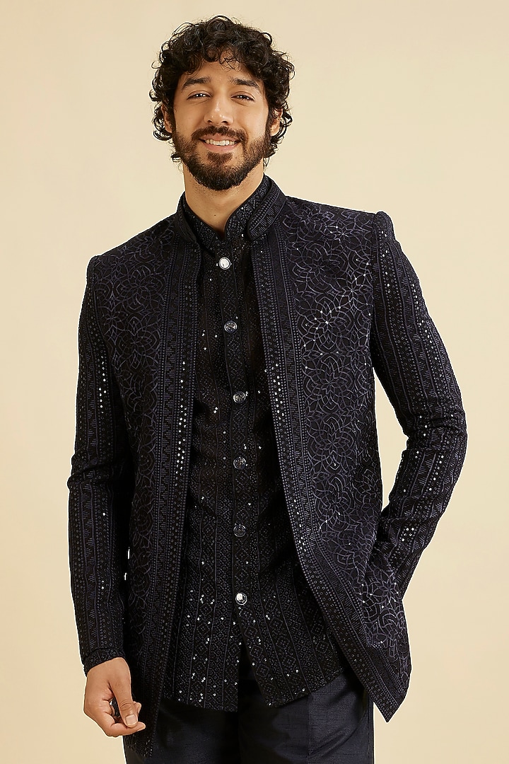 Indo Western Manyavar Tuxedo Suit Tuxedo Manyavar Store