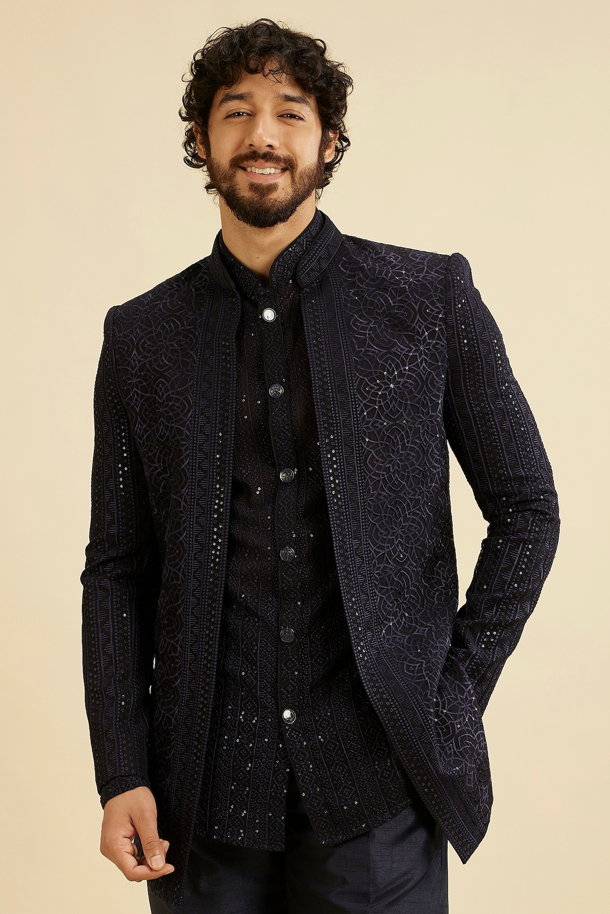 Jodhpuri Suit Manyavar Blazer Manyavar Self-Designed Single