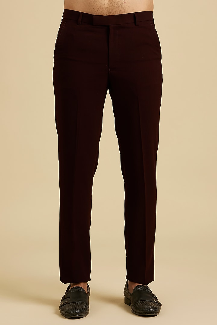 Maroon Velvet Embroidered Indowestern Set by Manyavar at Pernia's Pop Up Shop