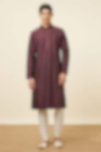 Wine Blended Viscose Kurta Set by Manyavar