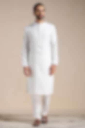 Warm White Blended Viscose Kurta Set by Manyavar at Pernia's Pop Up Shop