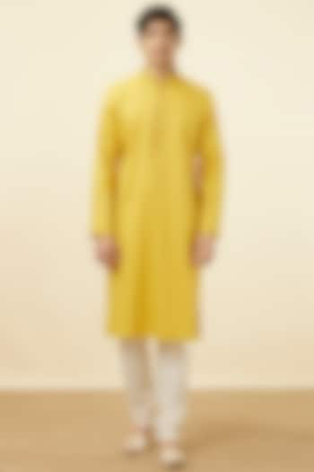 Mustard Cotton Kurta Set by Manyavar at Pernia's Pop Up Shop