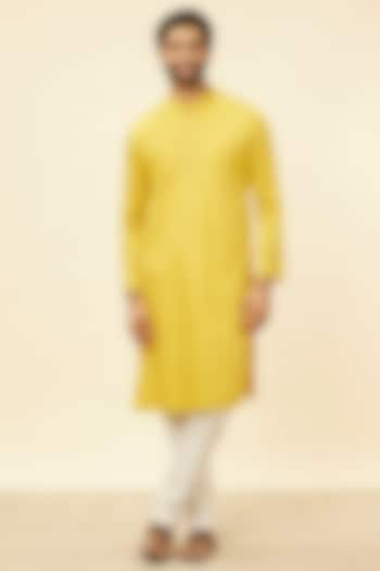 Mustard Cotton Kurta Set by Manyavar at Pernia's Pop Up Shop