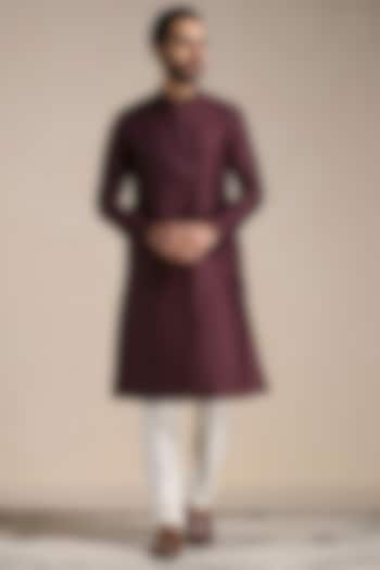 Wine Blended Viscose Kurta Set by Manyavar