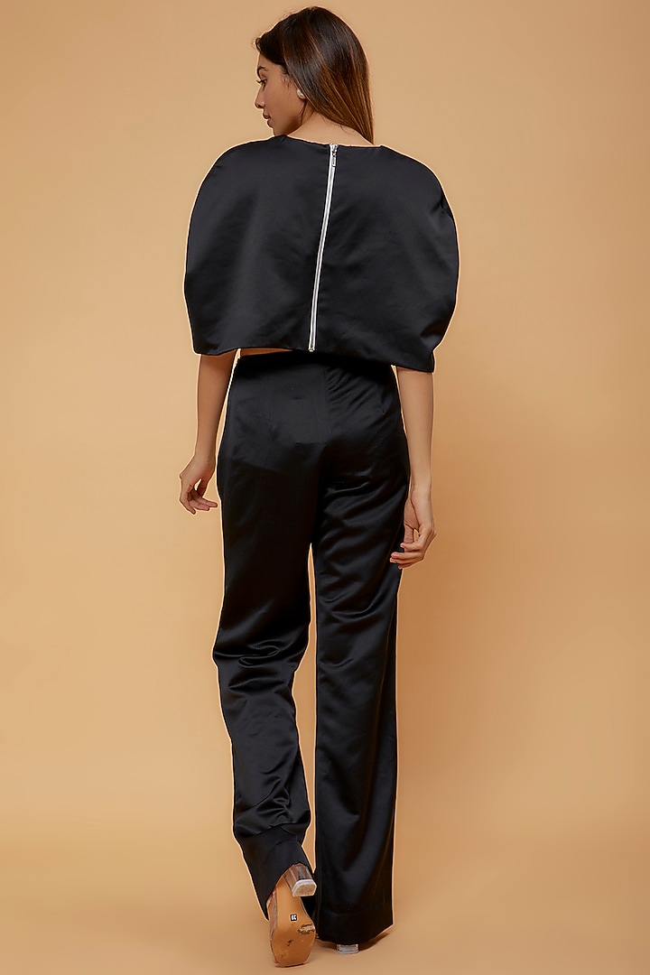 Black Heavy Satin Pant Set by Maison 9002 at Pernia's Pop Up Shop
