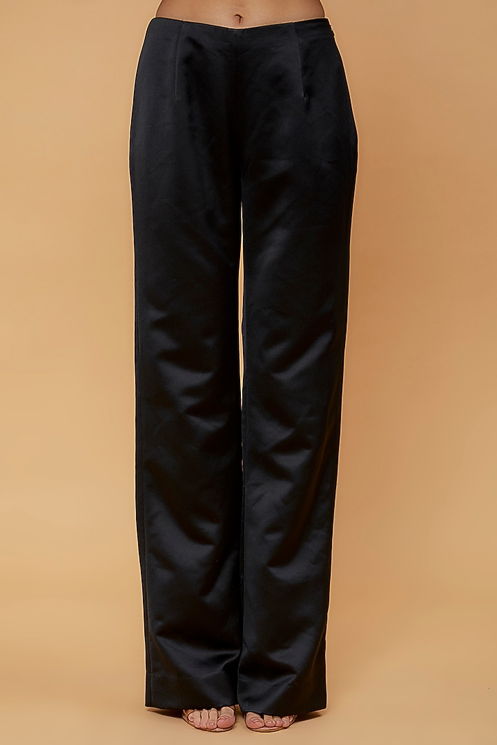 Black Heavy Satin Pant Set by Maison 9002 at Pernia's Pop Up Shop