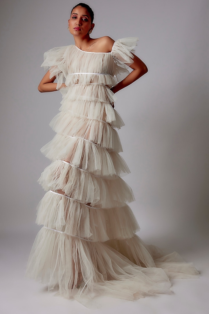 White Net Layered Gown by Maison 9002