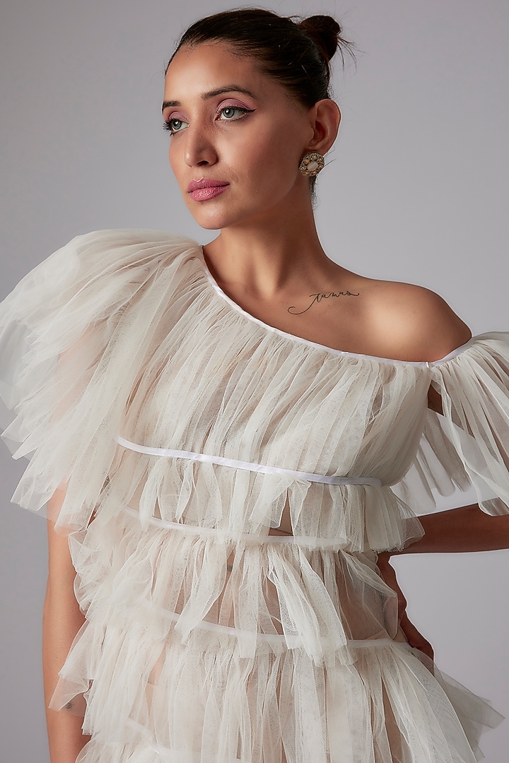 White Net Layered Engagement Gown by Maison 9002 at Pernia's Pop Up Shop