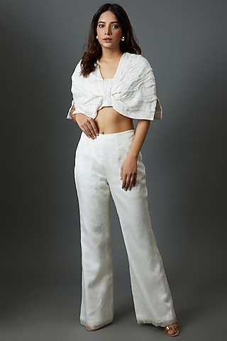 White Silk Organza Co-Ord Set by Maison 9002