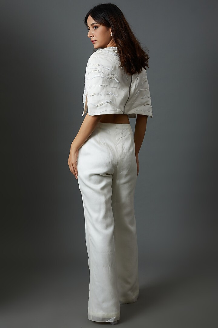 White Silk Organza Co-Ord Set by Maison 9002 at Pernia's Pop Up Shop