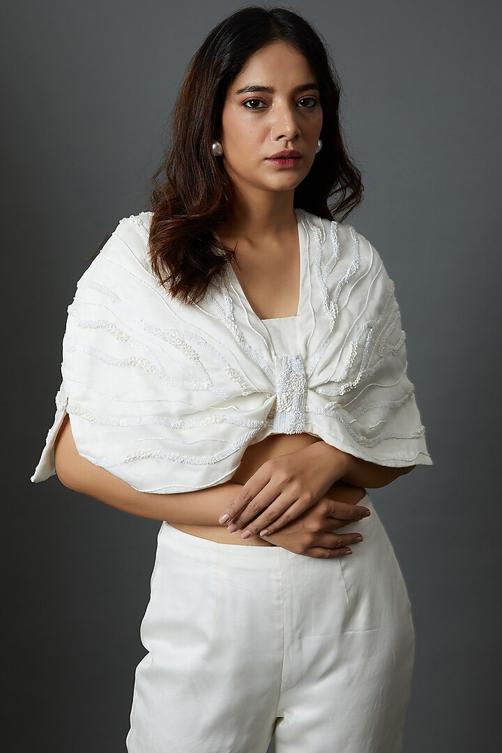 White Silk Organza Co-Ord Set by Maison 9002 at Pernia's Pop Up Shop