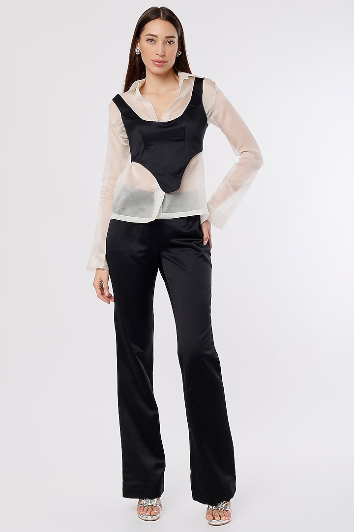 Black Satin Corset by Maison 9002 at Pernia's Pop Up Shop