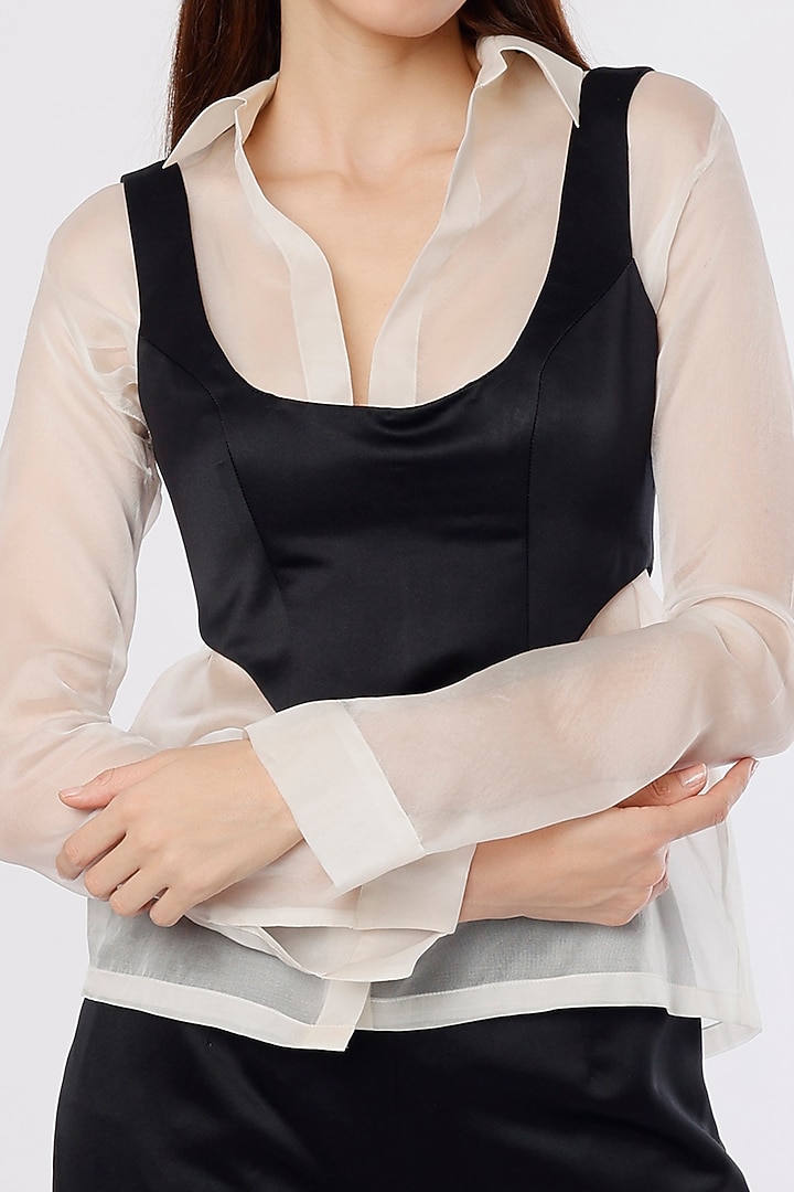 Black Satin Corset by Maison 9002 at Pernia's Pop Up Shop
