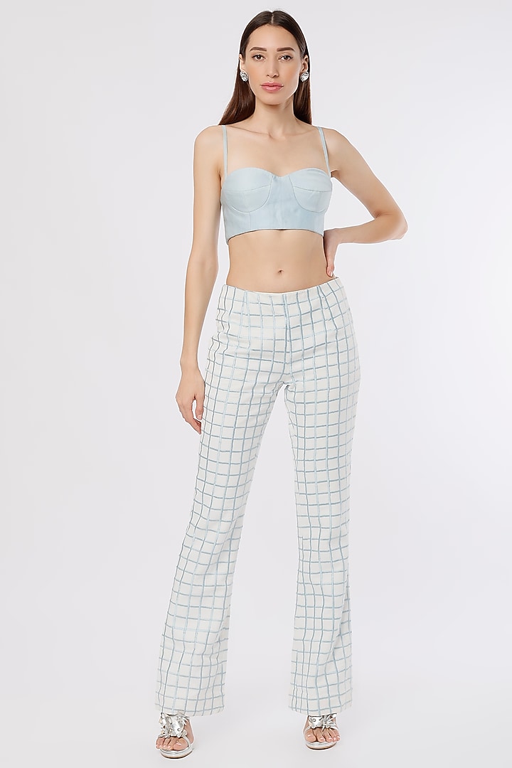 White Linen Satin Straight Pants by Maison 9002 at Pernia's Pop Up Shop