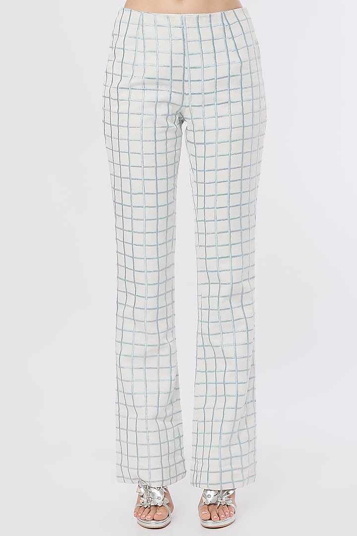 White Linen Satin Straight Pants by Maison 9002 at Pernia's Pop Up Shop