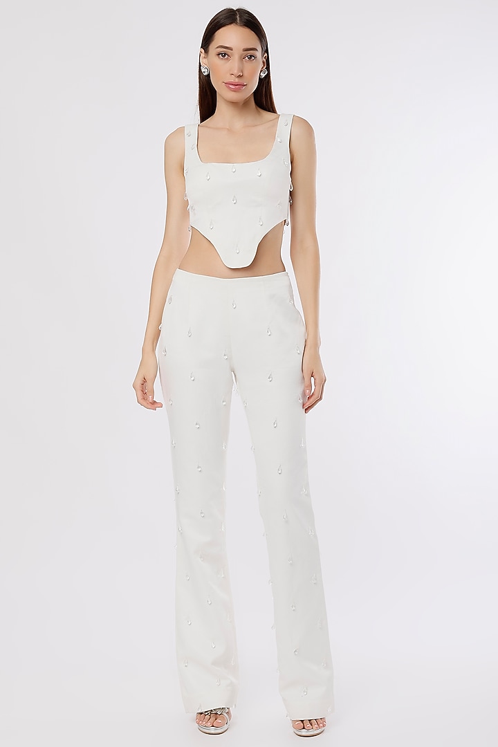 Ivory Embroidered Corset by Maison 9002 at Pernia's Pop Up Shop