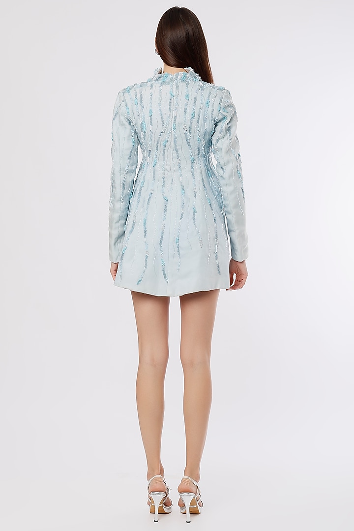 Ice Blue Hand Embroidered Party Wear Dress by Maison 9002 at Pernia's Pop Up Shop