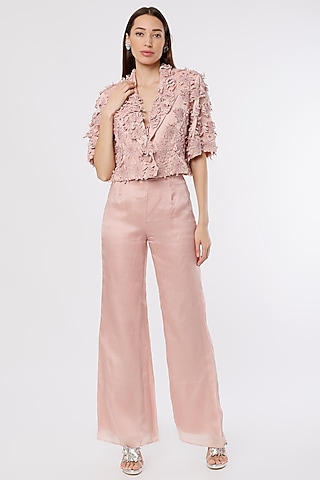 Champagne Pink Embroidered Jacket by Maison 9002