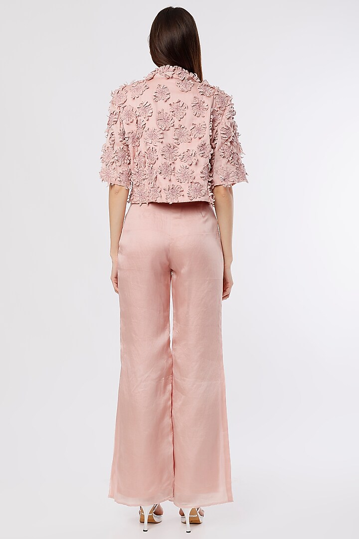 Champagne Pink Embroidered Jacket by Maison 9002 at Pernia's Pop Up Shop