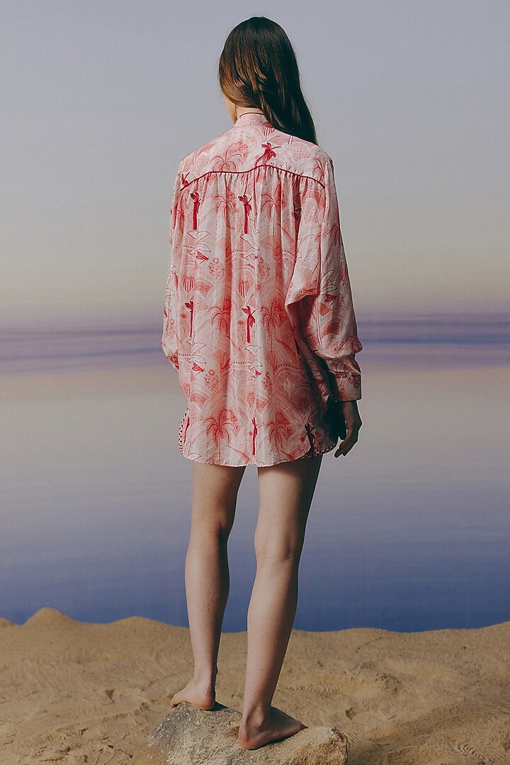Cherry Blossom Pink Cotton Satin Printed Co-Ord Set by Mapu at Pernia's Pop Up Shop