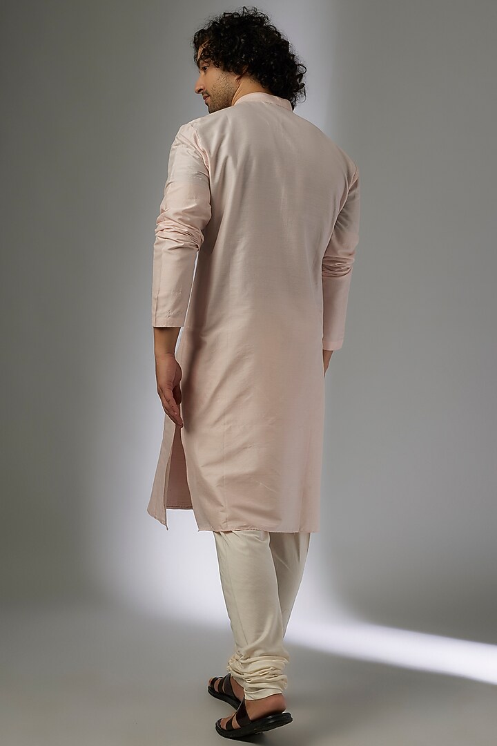 Baby Pink Silk Pleated Kurta Set by MAPXENCARS at Pernia's Pop Up Shop