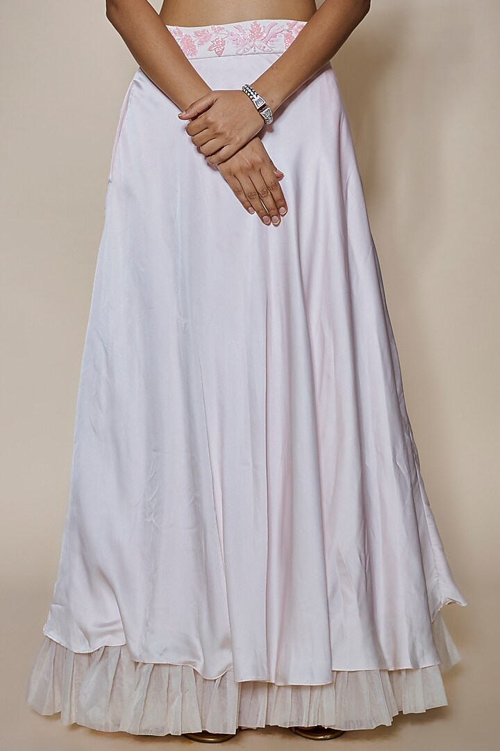 Pink Satin & Organza Wedding Lehenga Set by MARGI at Pernia's Pop Up Shop